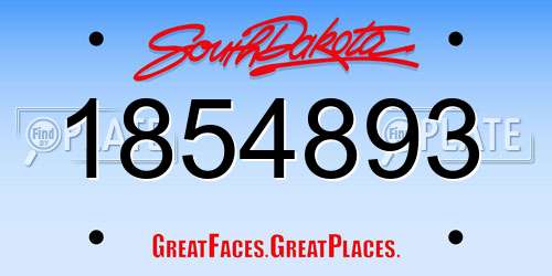 1854893 South Dakota License Plate