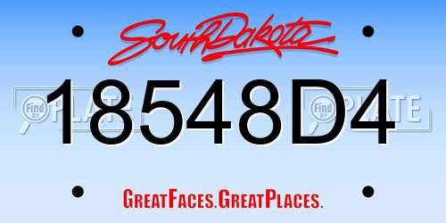 18548D4 South Dakota License Plate