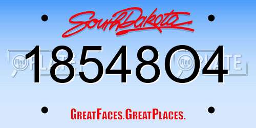 18548O4 South Dakota License Plate