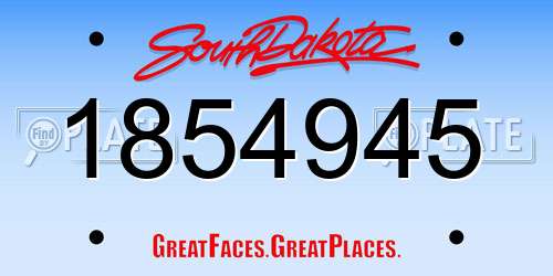 1854945 South Dakota License Plate