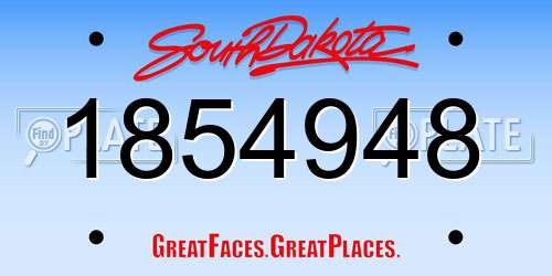1854948 South Dakota License Plate
