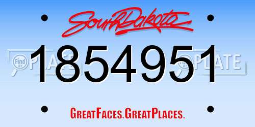 1854951 South Dakota License Plate