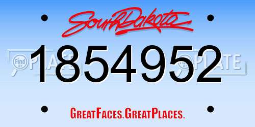 1854952 South Dakota License Plate