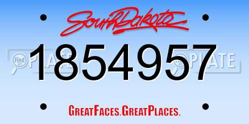 1854957 South Dakota License Plate