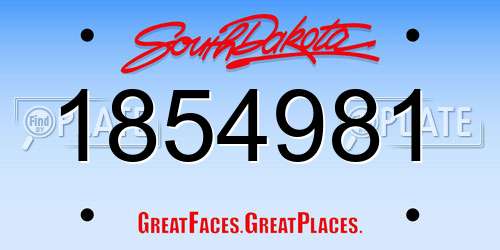 1854981 South Dakota License Plate