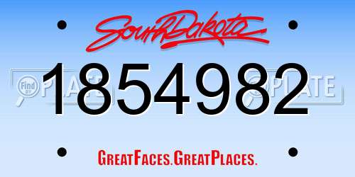 1854982 South Dakota License Plate