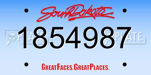 1854987 South Dakota License Plate