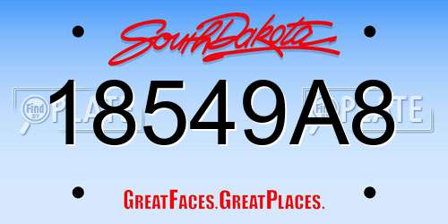 18549A8 South Dakota License Plate