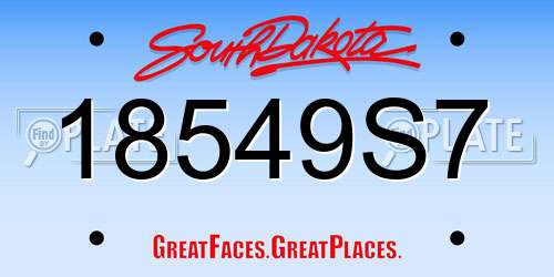 18549S7 South Dakota License Plate
