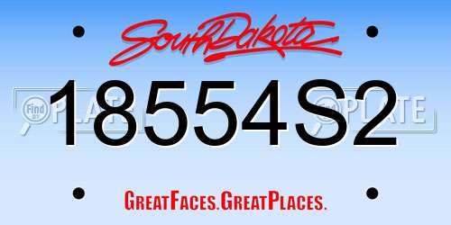 18554S2 South Dakota License Plate