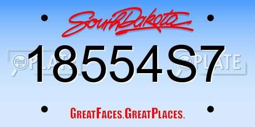 18554S7 South Dakota License Plate
