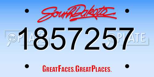 1857257 South Dakota License Plate
