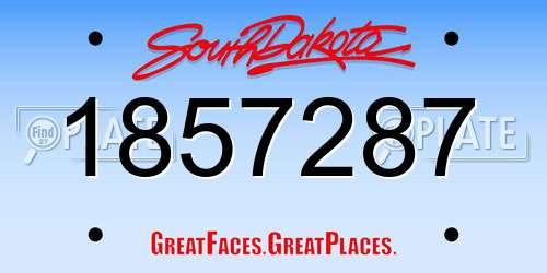 1857287 South Dakota License Plate