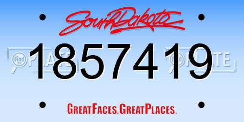 1857419 South Dakota License Plate