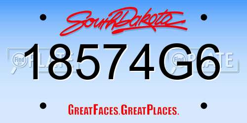18574G6 South Dakota License Plate