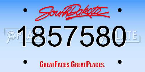 1857580 South Dakota License Plate