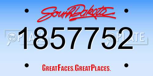 1857752 South Dakota License Plate