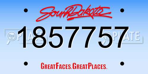 1857757 South Dakota License Plate