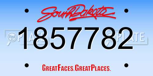 1857782 South Dakota License Plate