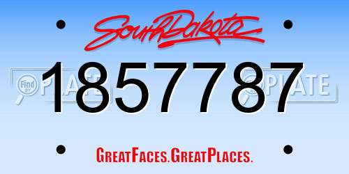 1857787 South Dakota License Plate