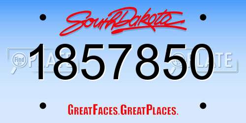 1857850 South Dakota License Plate