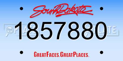 1857880 South Dakota License Plate