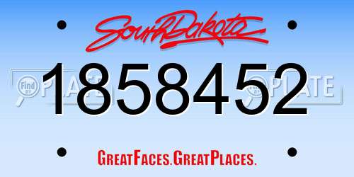 1858452 South Dakota License Plate