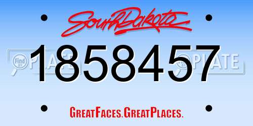 1858457 South Dakota License Plate