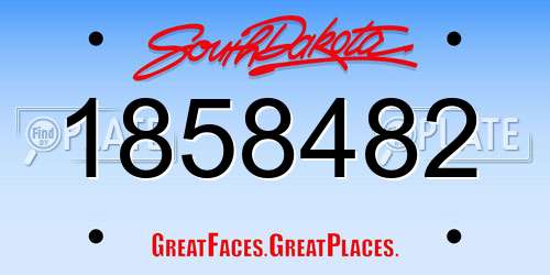 1858482 South Dakota License Plate