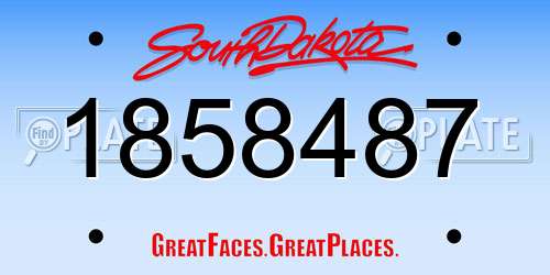 1858487 South Dakota License Plate