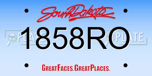 1858RO South Dakota License Plate