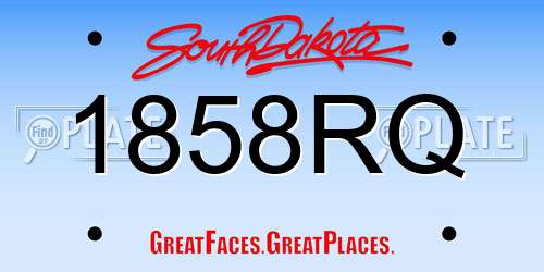 1858RQ South Dakota License Plate
