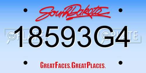 18593G4 South Dakota License Plate