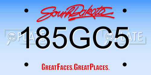 185GC5 South Dakota License Plate