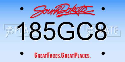 185GC8 South Dakota License Plate