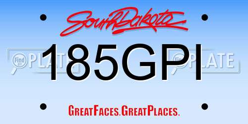 185GPI South Dakota License Plate