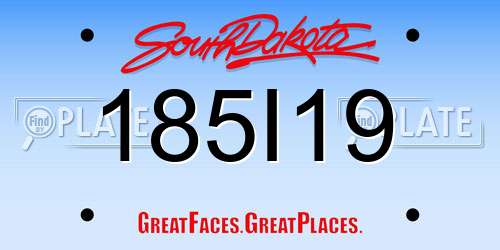 185I19 South Dakota License Plate