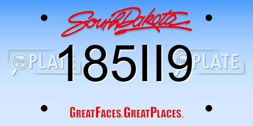 185II9 South Dakota License Plate