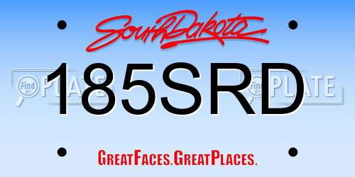 185SRD South Dakota License Plate