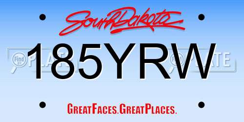 185YRW South Dakota License Plate