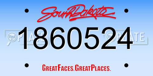 1860524 South Dakota License Plate