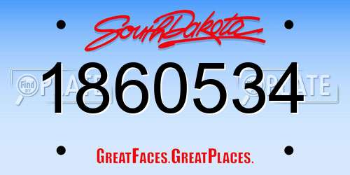 1860534 South Dakota License Plate