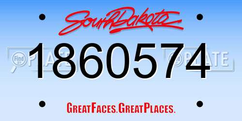 1860574 South Dakota License Plate