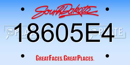18605E4 South Dakota License Plate