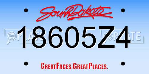 18605Z4 South Dakota License Plate