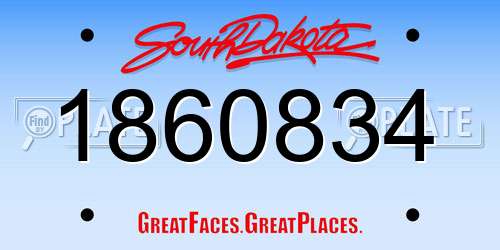 1860834 South Dakota License Plate