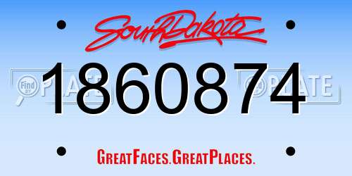 1860874 South Dakota License Plate
