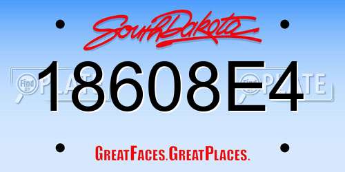 18608E4 South Dakota License Plate