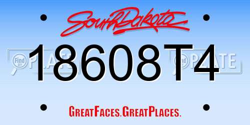 18608T4 South Dakota License Plate