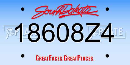 18608Z4 South Dakota License Plate